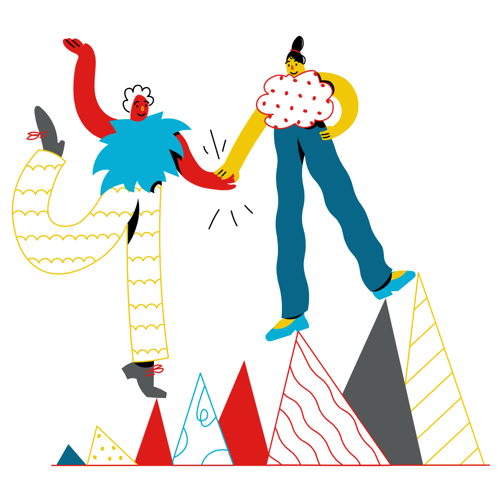 illustration showing two people helping each other